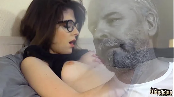 beauty with glasses fucked hardcore by grandpa