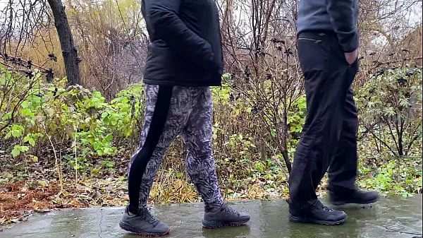 Sports stepmother-in-law after jogging in the park holds son-in-law's penis