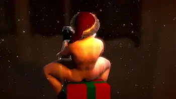 Mrs. Claus fucks her little helper with a double headed dildo