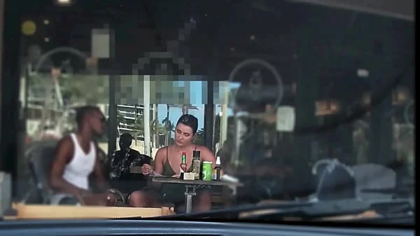 Cheating Wife #4 Part 3 - Hubby films me outside a cafe Upskirt Flashing and having an Interracial affair with a Black Man!!!