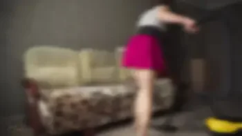 Teen Housewife Cleaning House Upskirt White Panties