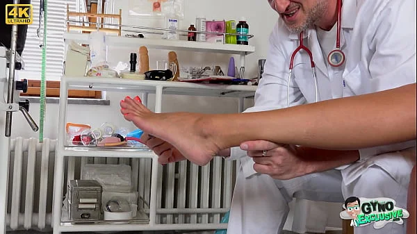 Anita Blanche examined and made to cum in gyno chair by two doctors