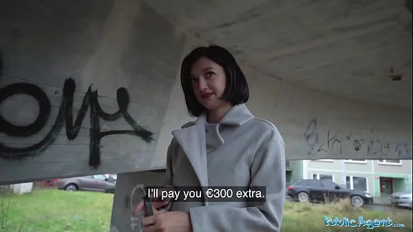 Public Agent Cute little Russian loves to ride cowgirl on a big fat cock