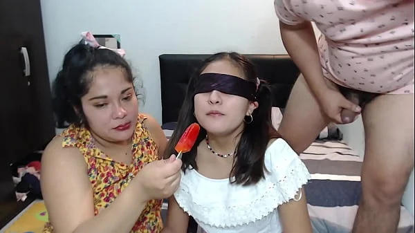 My innocent virgin her friend sucks my husband's big cock for the first time thinking it was a popsicle on the threesome