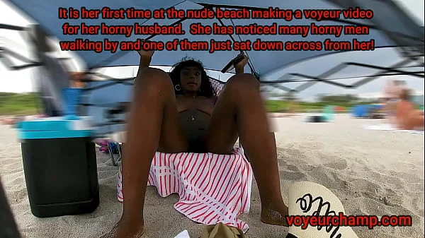 Consensual Candid #9 Exhibitionist Wife Paris Teasing Nude Beach Voyeur Cocks!  One Masturbates in public to her!