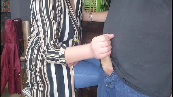 Stepmom jerking me off after work