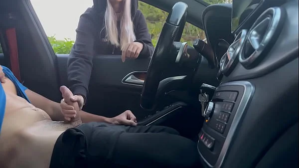I wait in the car jerking off at the gym door and a girl helps me cum in public after leaving the gym