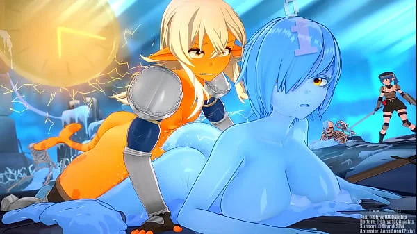 futa shark and slime girl