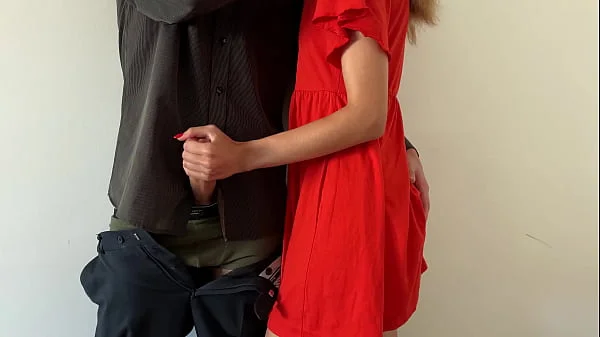 Tight Handjob for my new Boss, Let him cum hard