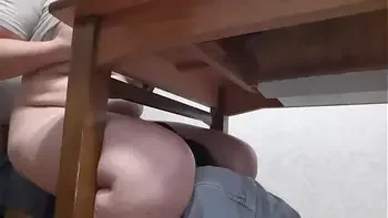 My secretary licks my pussy in the office under the table - Lesbian illusion girls