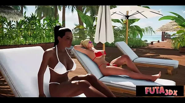 Futa3dX - Hot Babe Gets Fucked Hard By 2 Big Dicked Futa Hotties