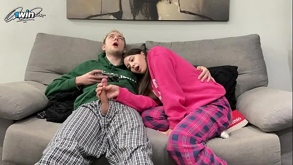 1WINPORN Handjob Cum Compilation - Little Step Sister Jerking Off Step Brother Big Dick For Cumshot