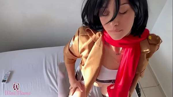 Mikasa mandona sentou gostoso no otaku até tirar leite