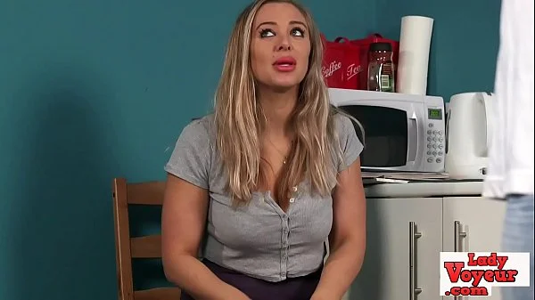 Stunning femdom blonde shows off her panties