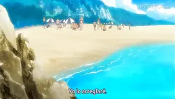 linda chica rubia en la playa hentai