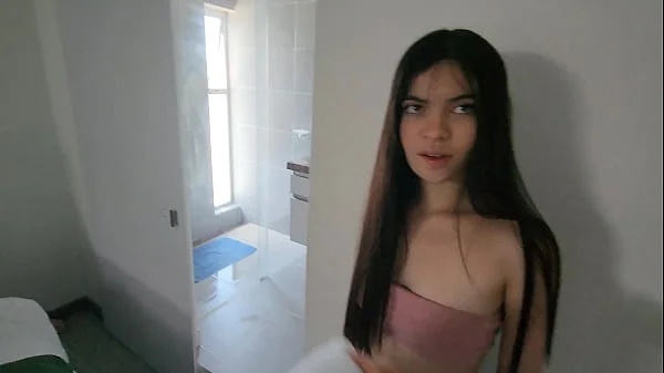 My neighbor comes into my house to take a bath and ends up eating my cock in the shower