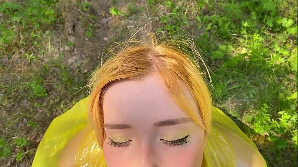 b. in pvc raincoat sucks an swallow dick