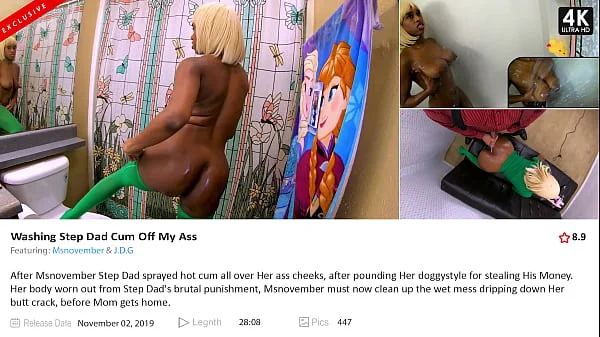 HD I Clean Step Dad Ejaculating Cumshot Dripping Down My Big Ass, Fucking His Big Dick Hardcore In Stockings, Hot Petite Black Step Daughter Sheisnovember Bath Naked With Shaved Pussy, Big Boobs And Brown Areolas Squeezed Fetish By Msnovember