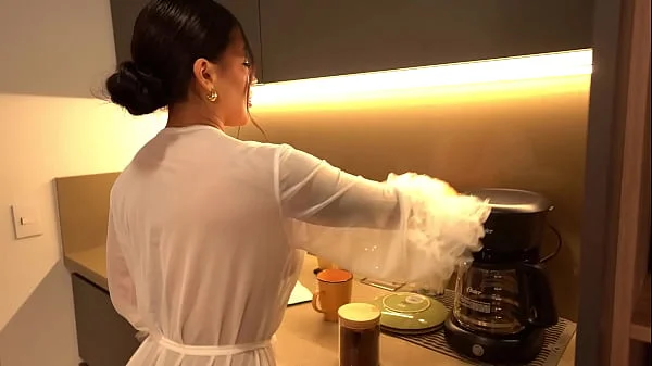 Masked thief breaks into the house of the incredible Mariana Martix and she offers him her big tits as a gift.