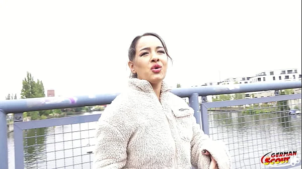 GERMAN SCOUT - Small Latina Midget Munequita Enfadada talk to Big Dick Casting Fuck in Berlin