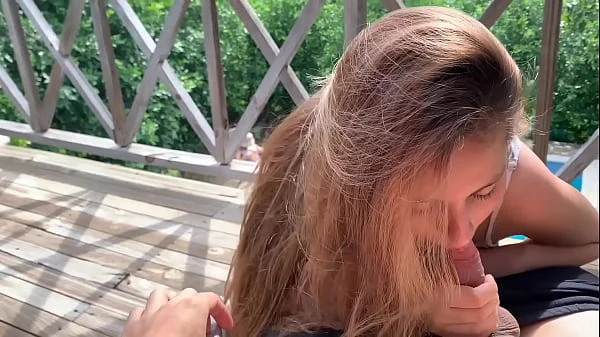 While my wife is tanning in the pool, my sister-in-law fucks me on the balcony