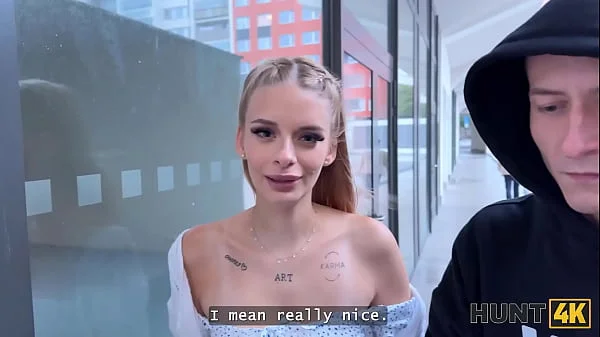 HUNT4K. Blonde babe Naomi Love is showing off her natural boobs and cheating on her BF in front of him