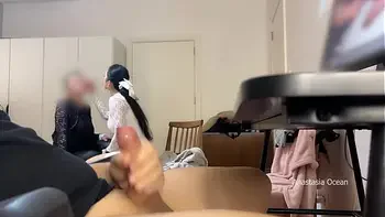 My stepmom and I caught my husband watching porn and masturbating.