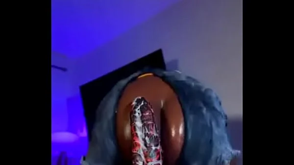 Teen takes down massive dildo then squirts like crazy