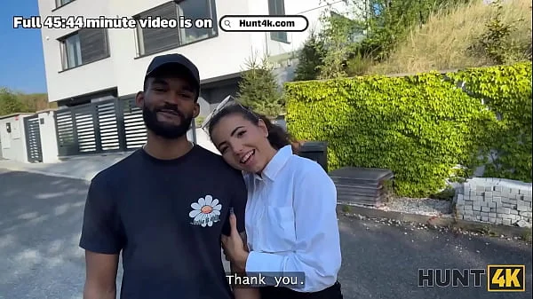 HUNT4K. Sweet Una Fairy is not too shy and showed her tits and pussy in public