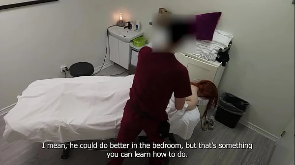 Hot redhead trophy wife came back just for a massage, she says, but we all know that it's not true!