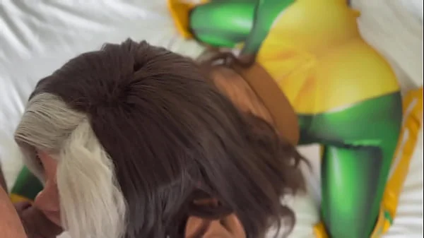 Rogue from the X-Men Deep Sucks, FaceSitting, Fucks in All Holes and Gets Anal Creampie - Cosplay