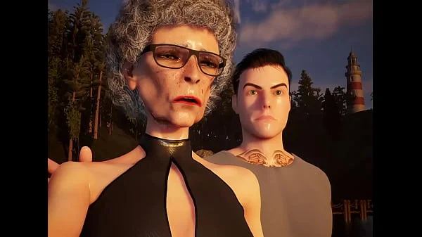 Granny wife and young man