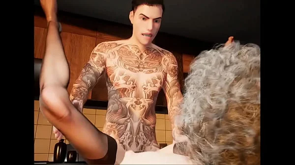 Granny wife and young man