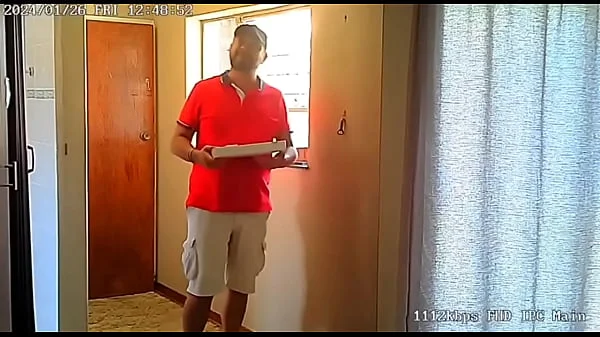 Caught my wife fucking the pizzaguy on spycam