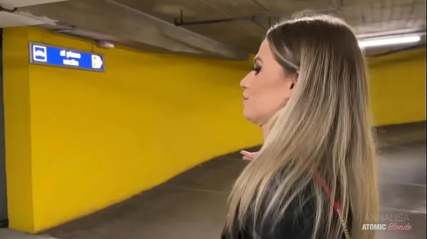 Risky Public Blowjob: Blonde Slut Swallows It All