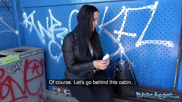 Public Agent - 18 years old brunette student had beautiful tits and fucks outdoors for the first time