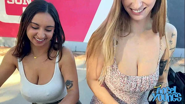 Frat Boy Max Picks Up Angel Youngs and Hailey Rose in College Campus