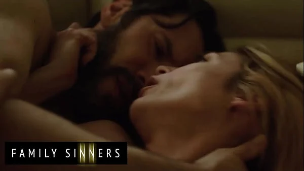 FAMILY SINNERS - Blonde Stepsister Moans Loudly As Her Stepbrother Rubs And Fingers Her Shaved Pussy