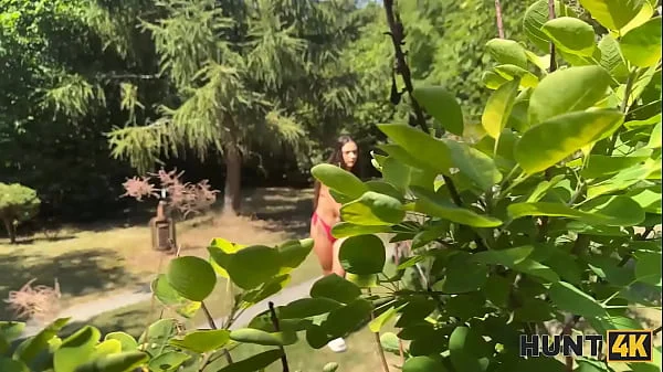 HUNT4K. Tricked a hot teen in a swimsuit into wild sex in the park
