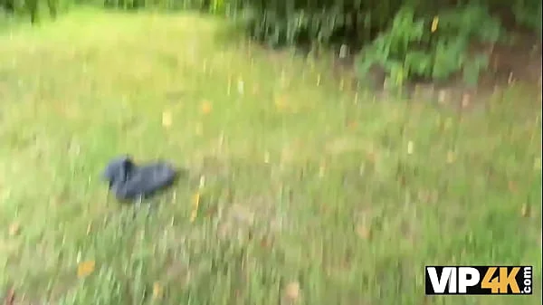 VIP4K. Pretty village girl was carrying some plums to her grandma and showed pussy to a stranger