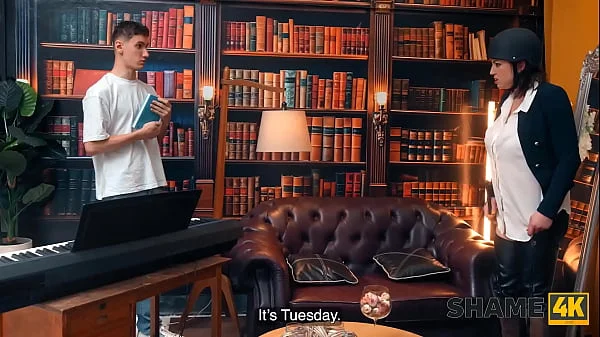 SHAME4K. Kinky cowgirl didn't expect to meet her student while masturbating