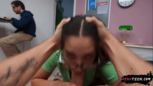 Sneaky Blowjob Under the Table in Class - PervTeen