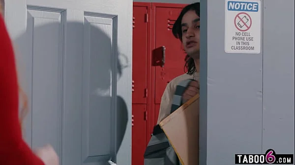 Bisexual redhead MILF stepmom and teacher share stepson hard cock