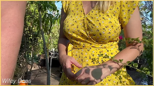 Wifey heads out in a cute summer dress braless and looks amazing with her blonde hair.