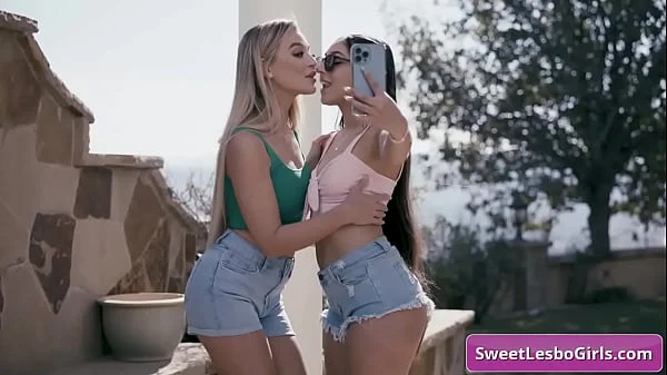 Blake Blossom, Madison Wilde: Sexy hot lesbian teens kissing tender and making out