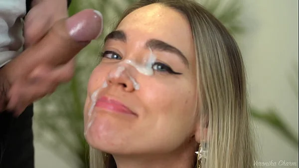 Hot Blonde Facial Blowjob - Gentle Cock Playing And Sensual Dick Licking