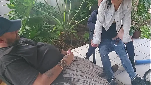 Cuckold Friend fucking my wife while i jerk of and cum on them fucking