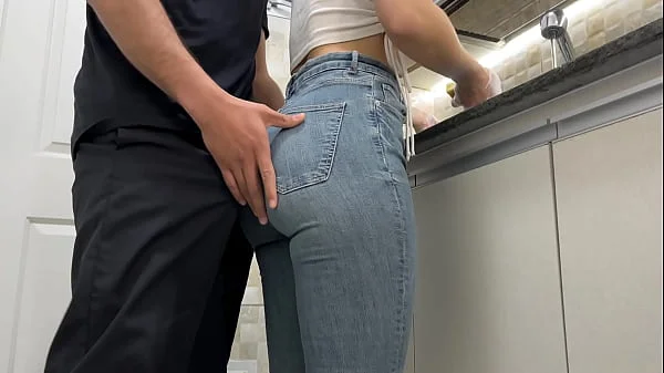 Cumming in my Maid's Jeans while she Washes Dishes in the Kitchen (FREE USE)