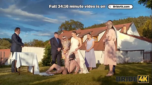 BRIDE4K. Blonde bride with natural tits enjoyed a good fuck on her kinky wedding