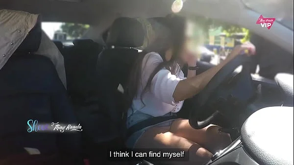 Hot wife without panties asking for directions and letting the stranger touch her